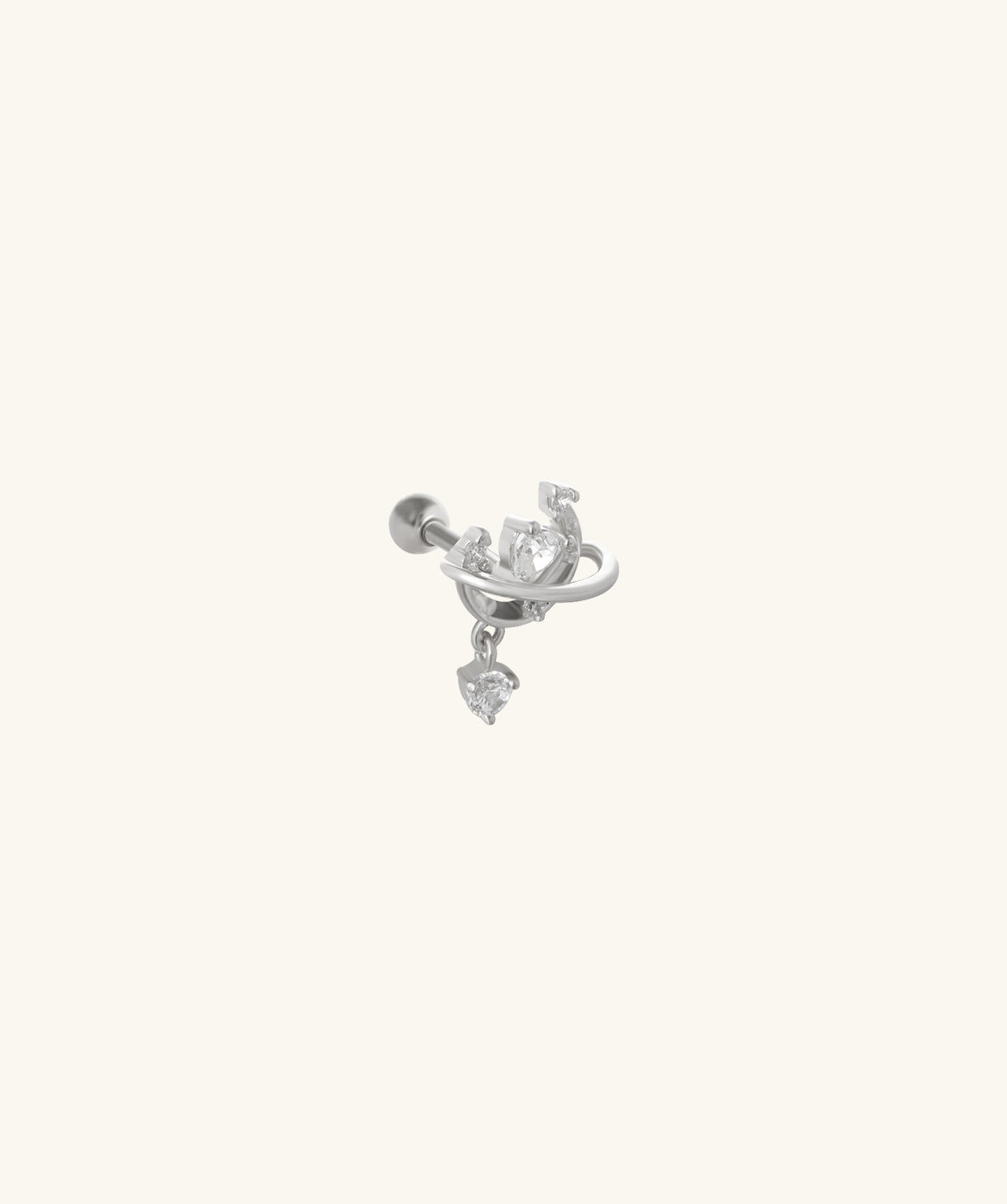 Halo Stud - Stainless Steel - Upper Lobe, Helix, Flat - Oumo Jewelry