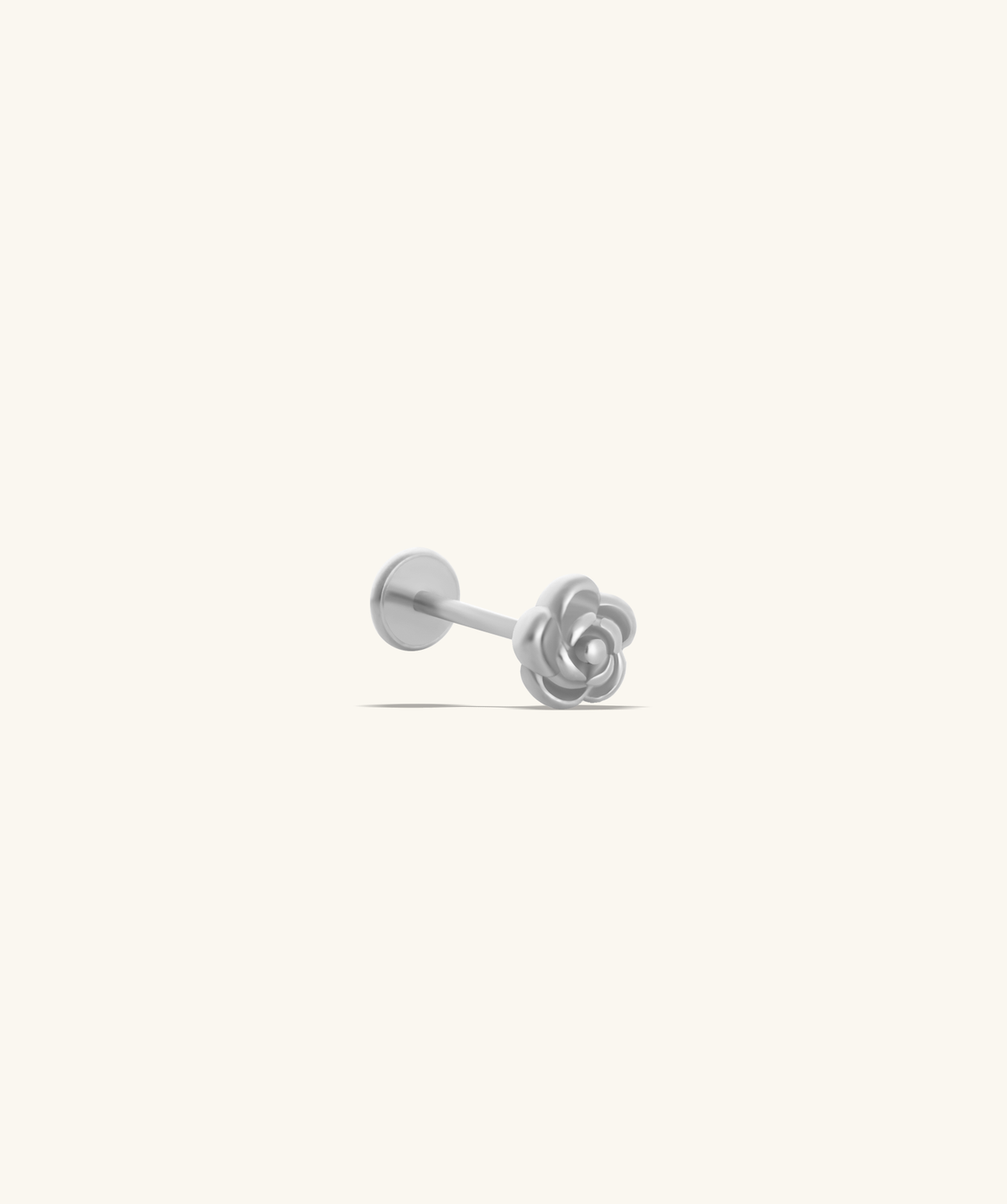Rose Flatback Stud - Stainless Steel - Helix, Upper Lobe, Conch - Oumo Jewelry