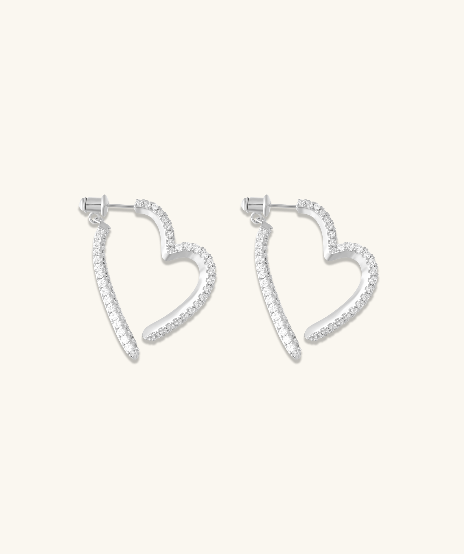 Open Heart Pavé Earrings - Brass - Oumo Jewelry