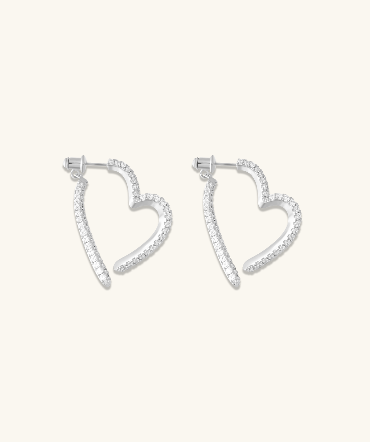 Open Heart Pavé Earrings - Brass - Oumo Jewelry