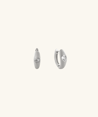 Crystal Heart Hoops - OumoJewelry