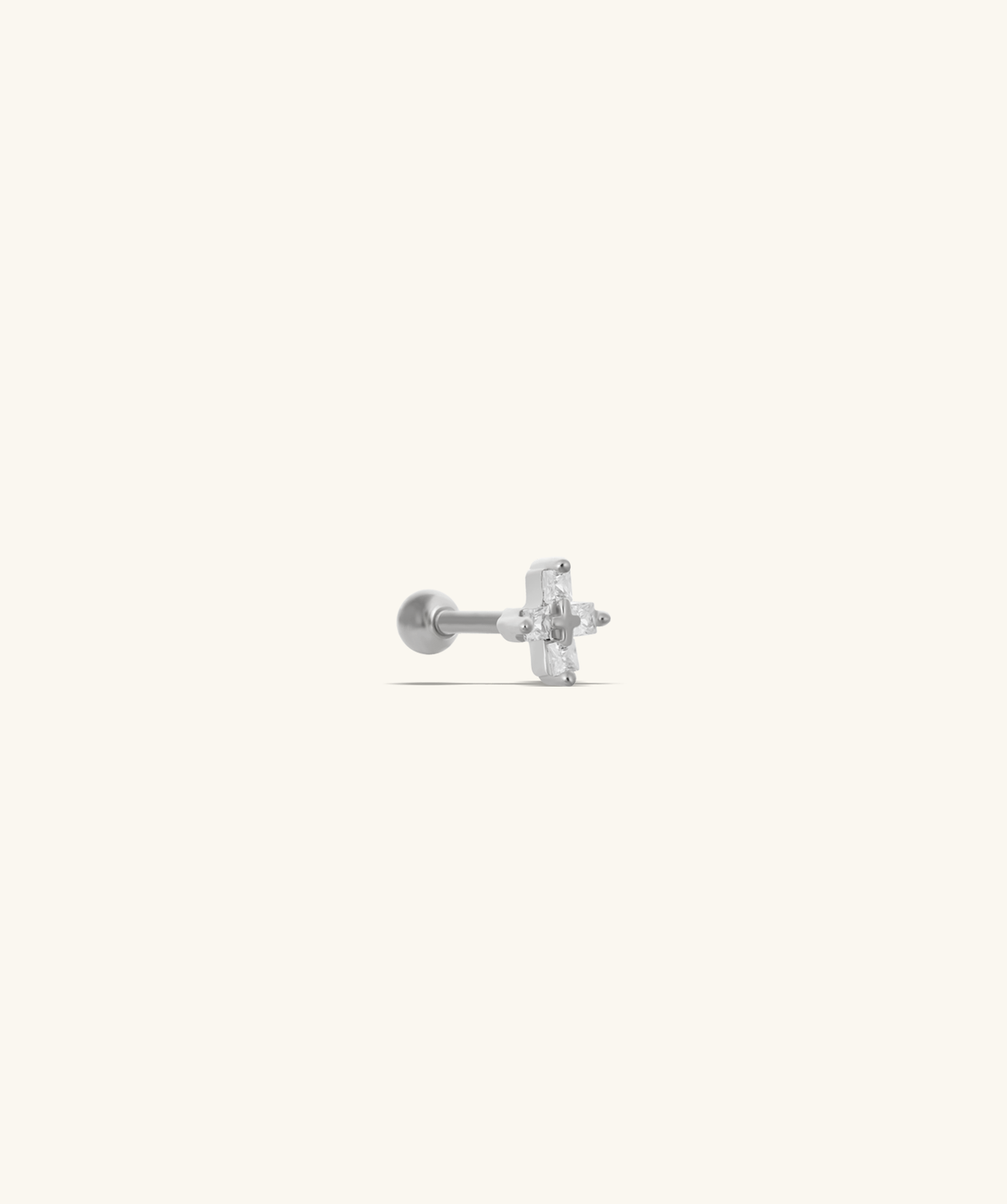 Cross Stud - Stainless Steel - Upper Lobe, Helix, Flat - Oumo Jewelry