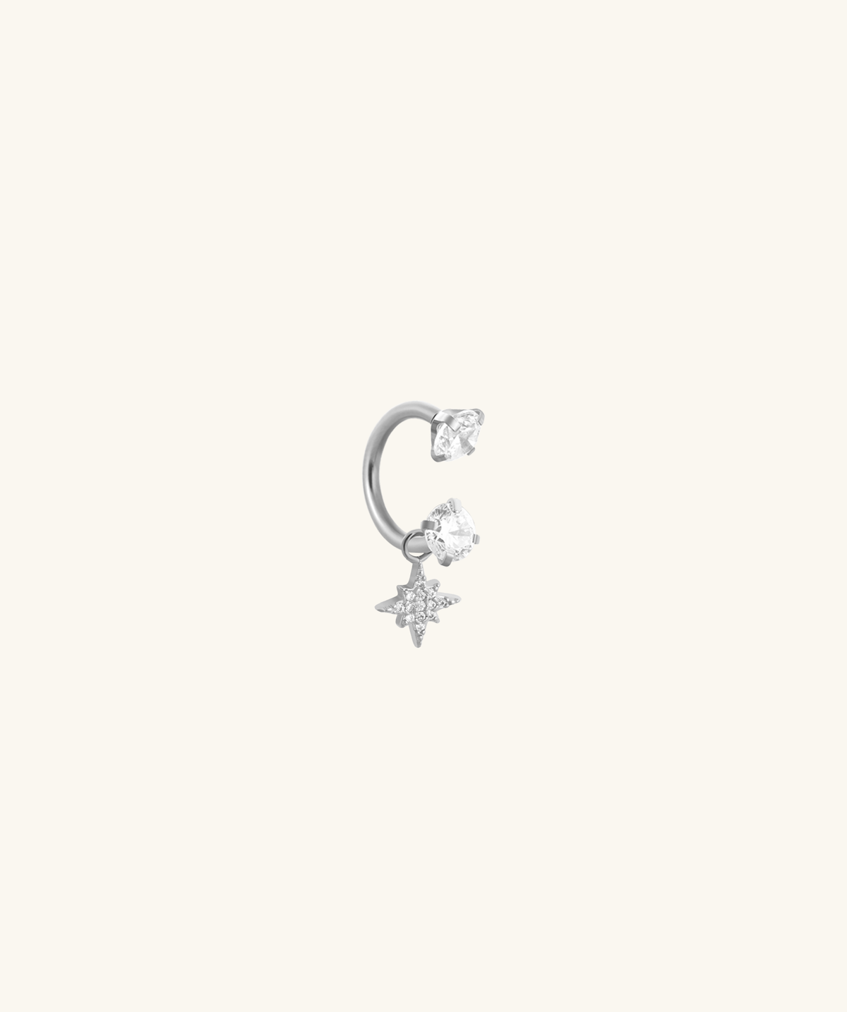 Starlet Drop Horseshoe Ring - Stainless Steel - Upper Lobe, Lip - Oumo Jewelry