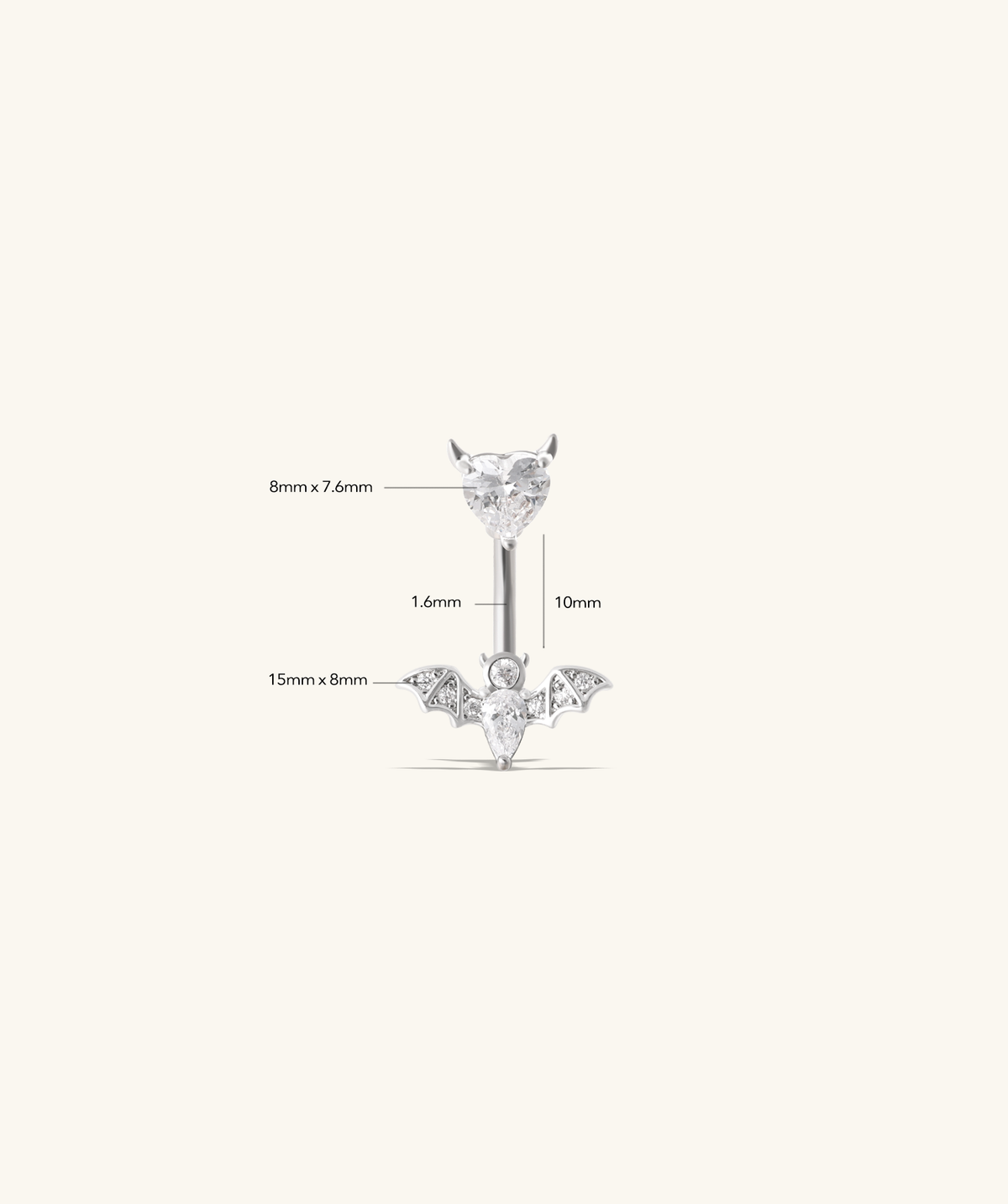 Bat Belly Ring - Stainless Steel - Navel - Oumo Jewelry