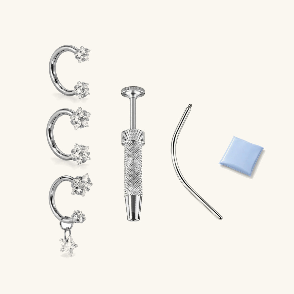 Titanium Starry Horseshoe Piercing Kit - OumoJewelry