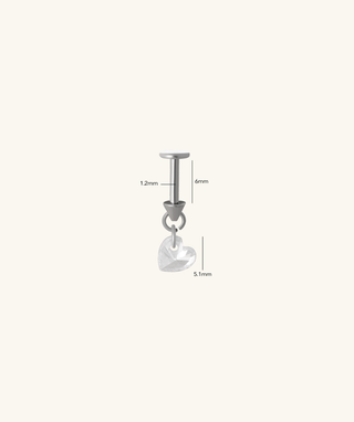 Titanium Heart Vertical Helix Flatback Stud