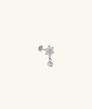 Titanium Flower Gem Flatback Drop - OumoJewelry