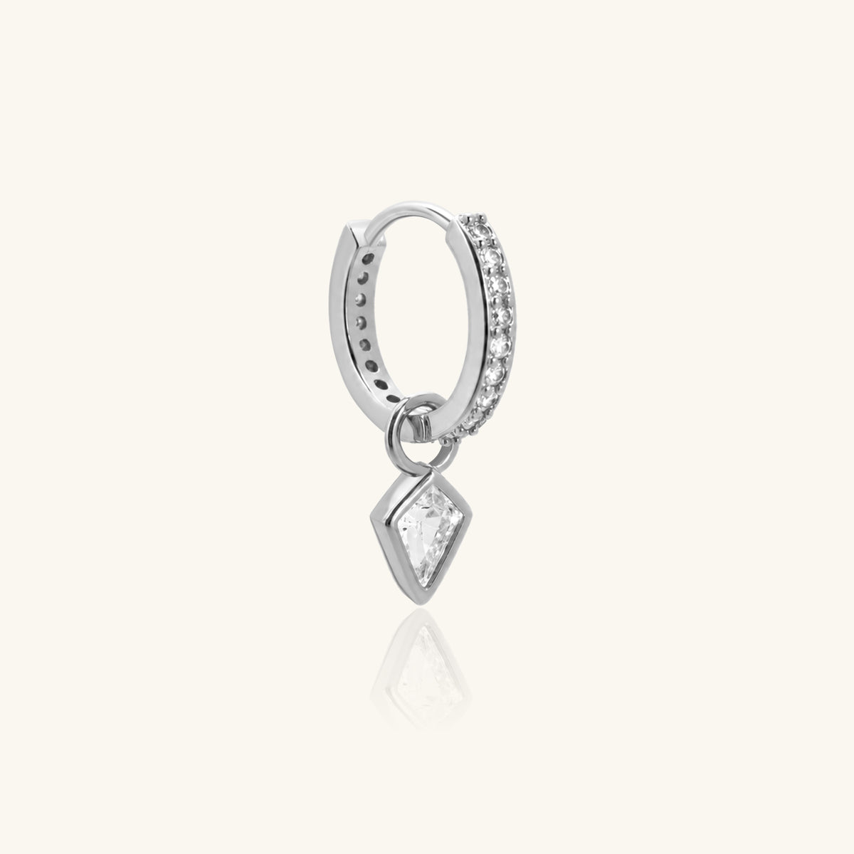 Etta Charm Drop Hoop - Brass - Lobe - Oumo Jewelry