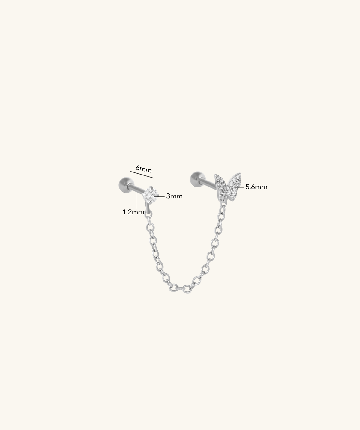 Charming Butterfly Chain - Stainless Steel - Lobe, Upper Lobe - Oumo Jewelry