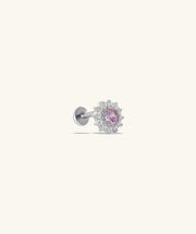 Titanium Charm Flower Flatback Stud - Titanium - Upper Lobe, Flat, Conch - Oumo Jewelry