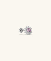 Titanium Charm Flower Flatback Stud