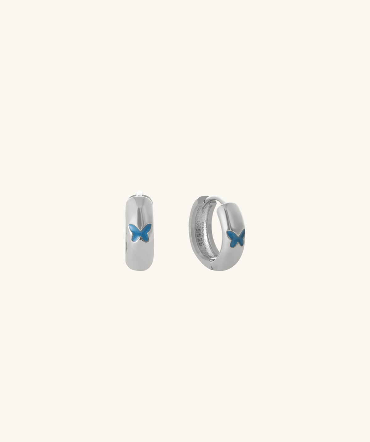 Enamel Butterfly Hoops - Brass - Oumo Jewelry