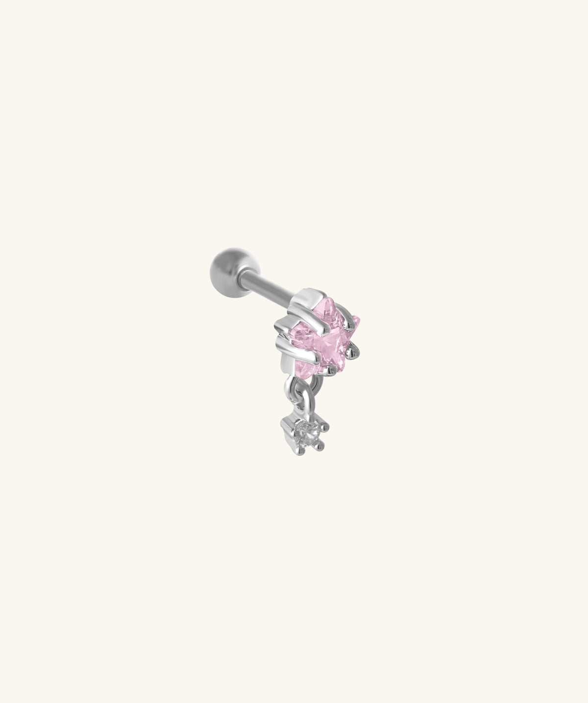 Star Gem Drop - Stainless Steel - Upper Lobe, Flat - Oumo Jewelry