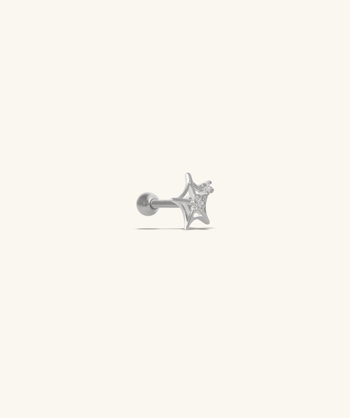 Twinkling Cobweb Stud - Stainless Steel - Upper Lobe, Helix, Flat - Oumo Jewelry