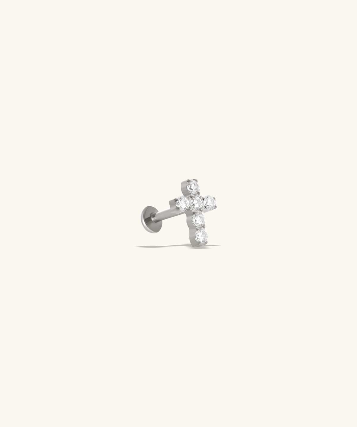 Titanium Cross Gems Flatback Stud - Titanium - Helix, Conch, Flat - Oumo Jewelry