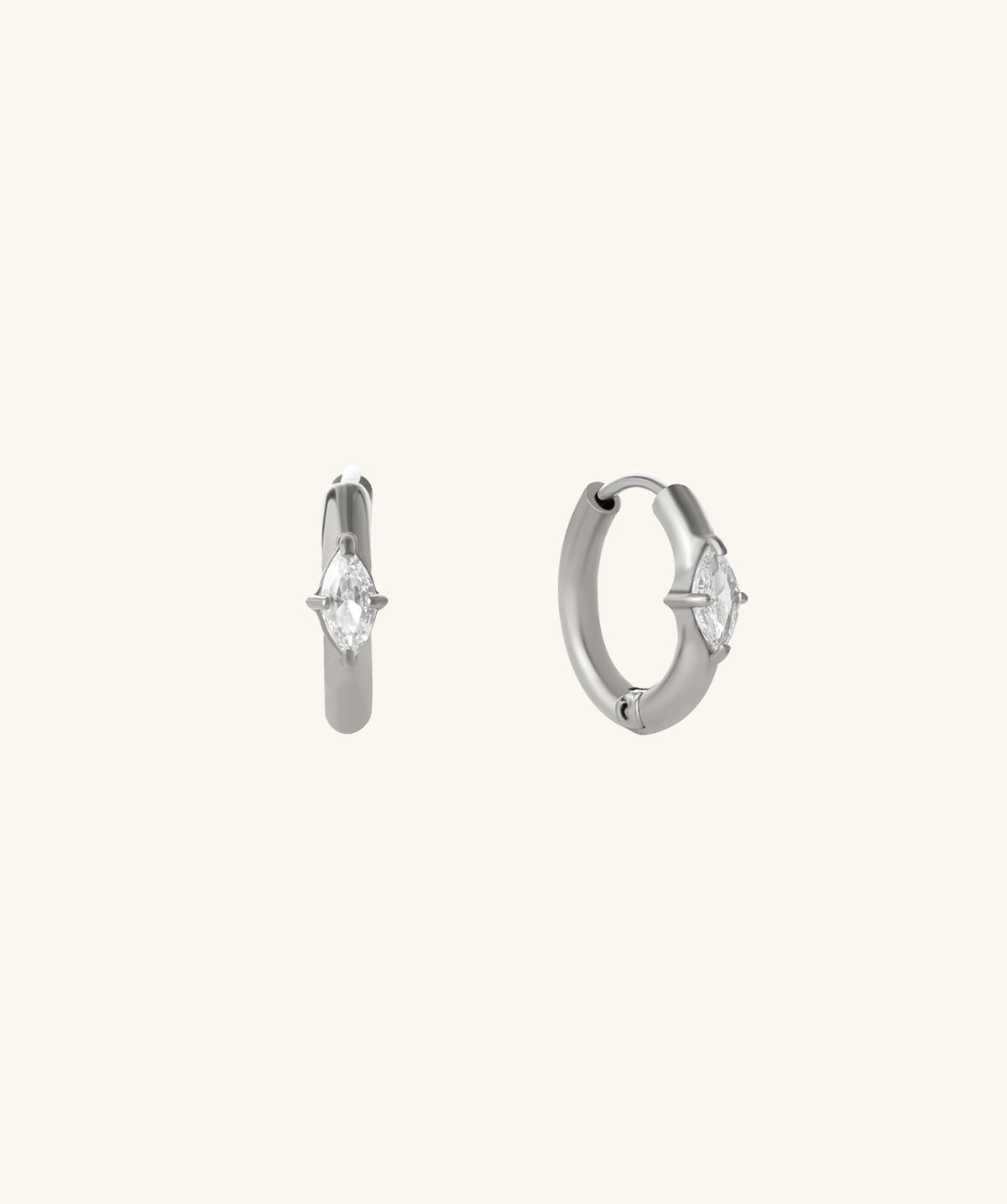Oval Gemstone Hoops - Stainless Steel - Oumo Jewelry