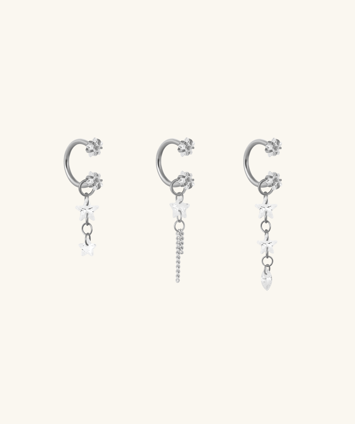 Starfall Chain Charm Horseshoe Ring - Lobe, Upper Lobe - Oumo Jewelry