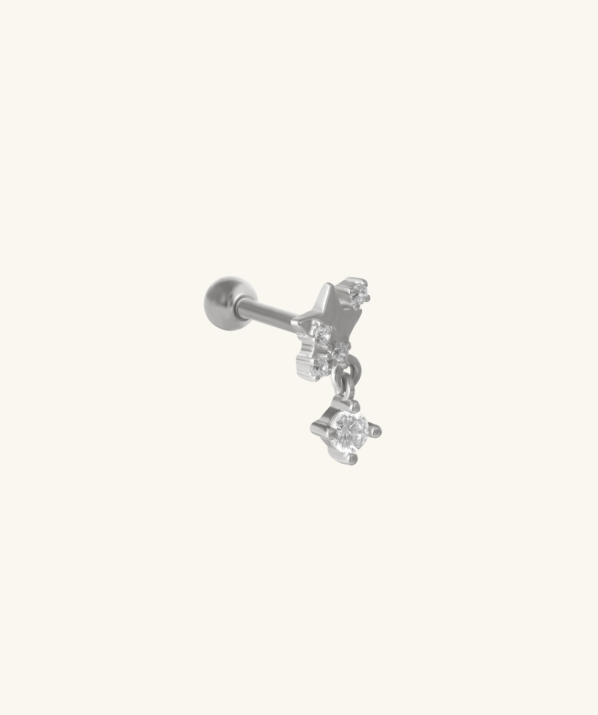 Twinkling Star Drop - Stainless Steel - Upper Lobe, Flat - Oumo Jewelry