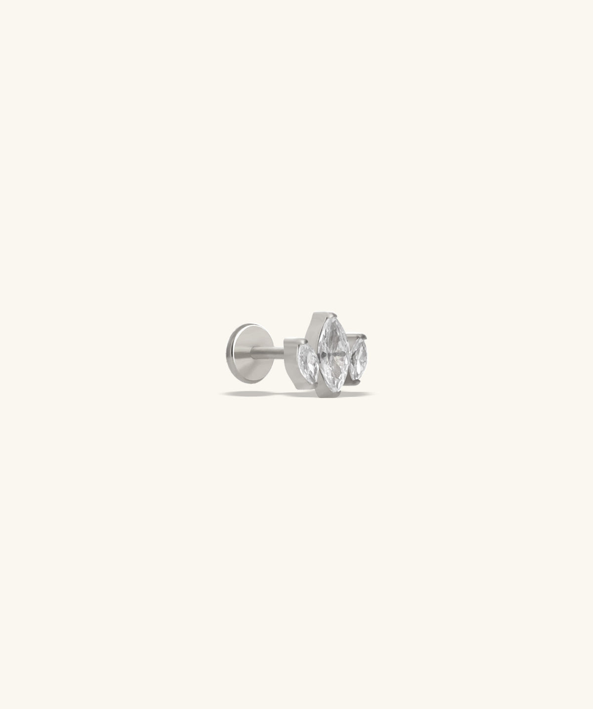 Titanium Trinity Marquise Stud - Titanium - Helix, Upper Lobe, Conch - Oumo Jewelry