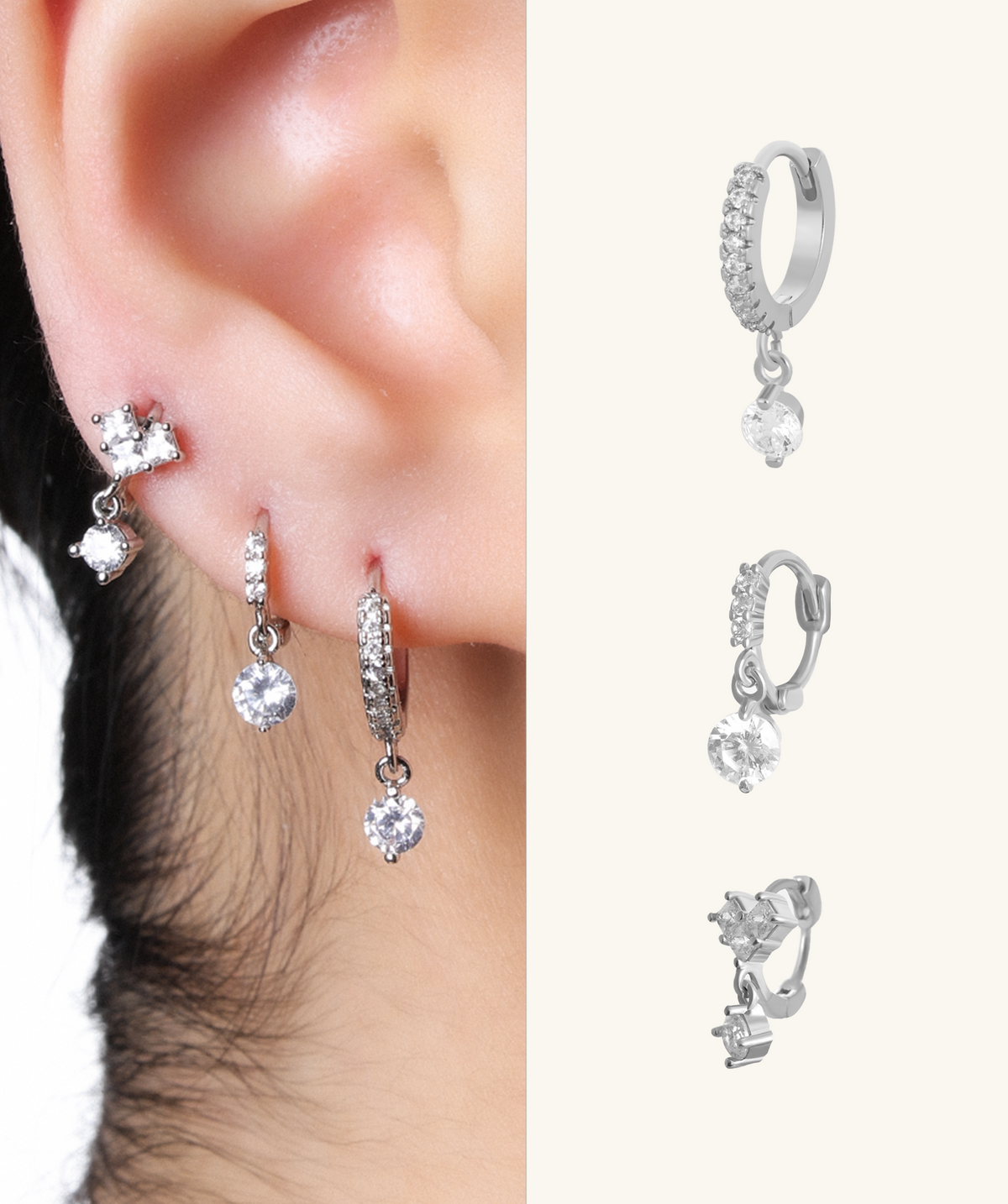 Drop Sparkle Set - Brass - Oumo Jewelry