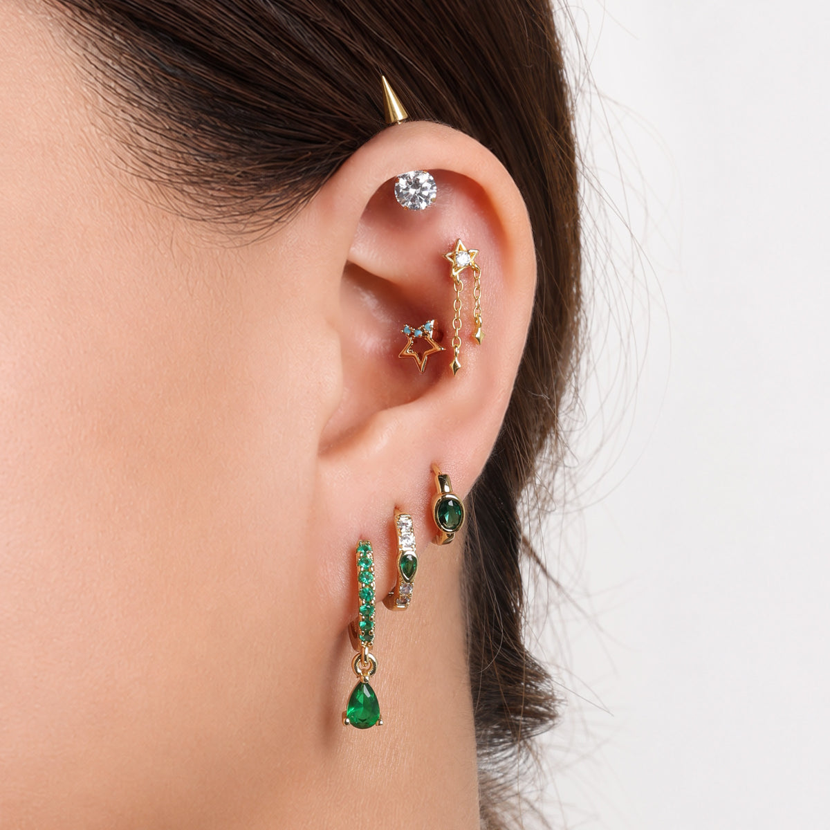 Cyril Star Stud - Stainless Steel - Upper Lobe, Helix, Flat - Oumo Jewelry