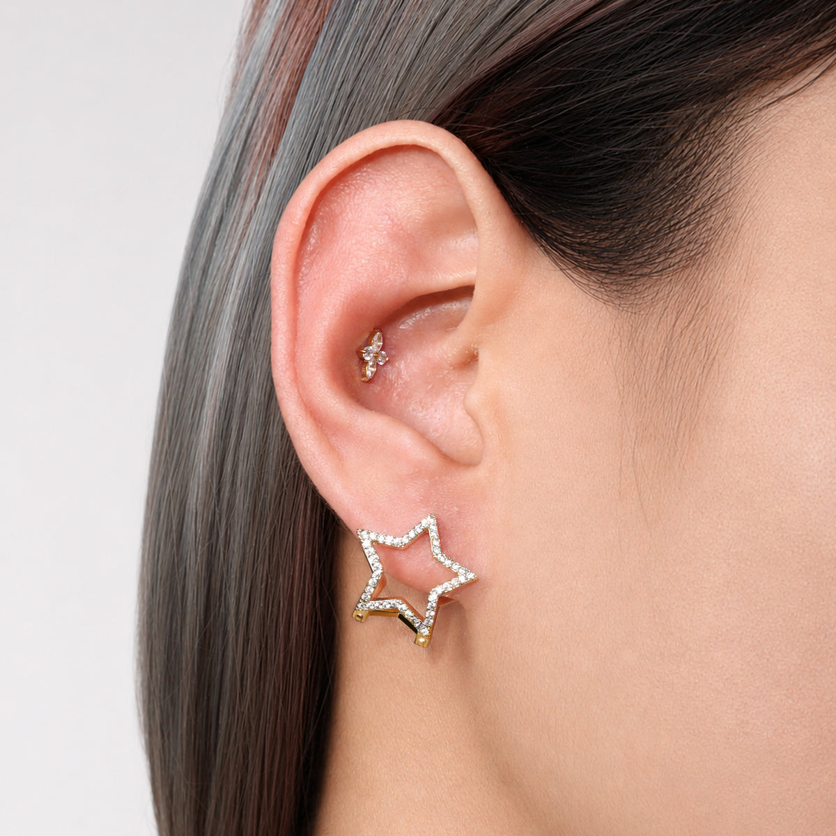 Star Hoop Earrings - Brass - Lobe - Oumo Jewelry