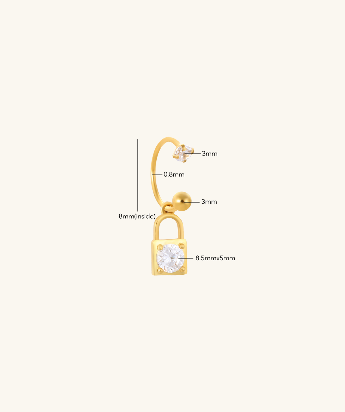 Lock Horseshoe Ring - Stainless Steel - Upper Lobe, Lip - Oumo Jewelry