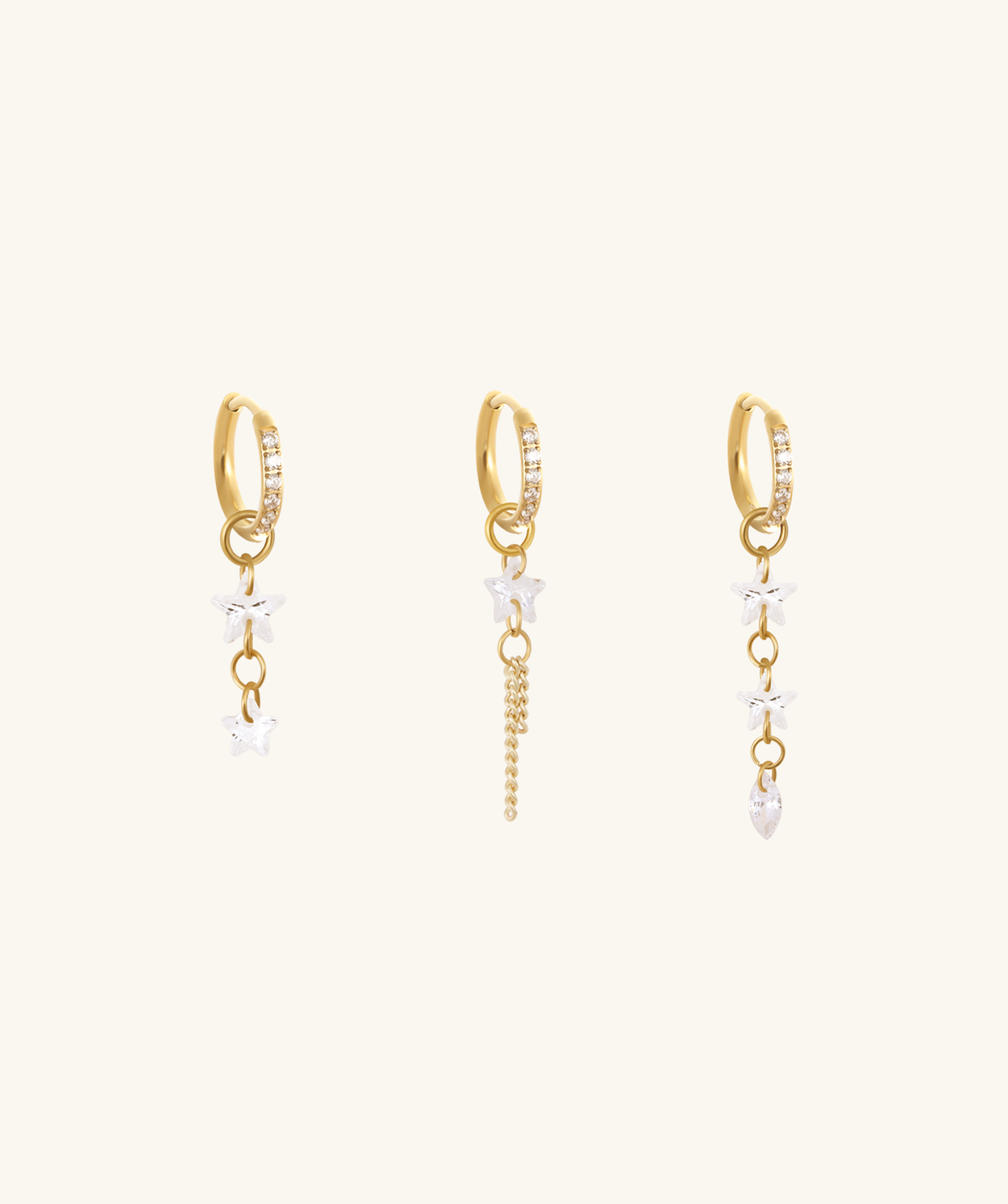 Starfall Chain Charm Hoop - Lobe, Upper Lobe - Oumo Jewelry