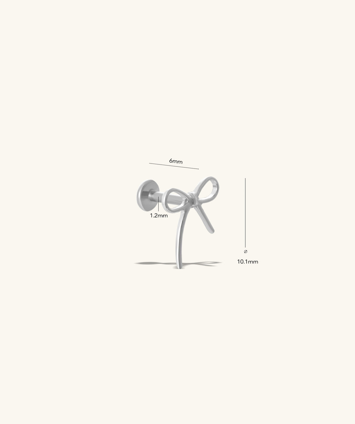 Titanium Playful Bow Threadless Flatback Stud - Titanium - Helix, Upper Lobe, Flat - Oumo Jewelry