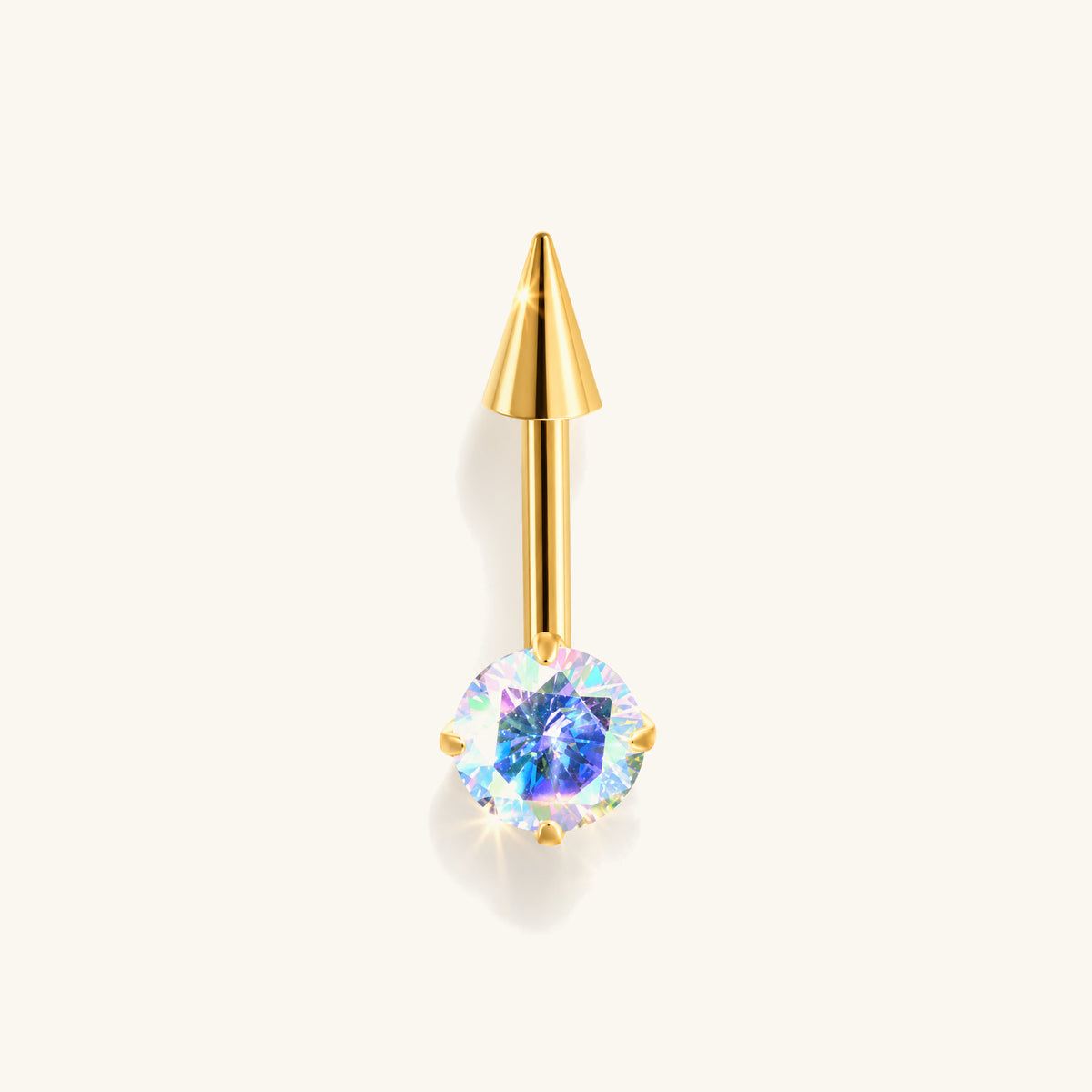 Titanium Spike Gem Vertical Stud - OumoJewelry