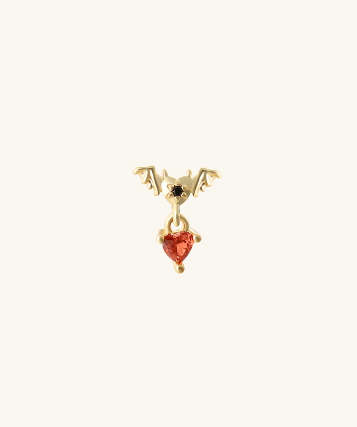 Bat Heart Drop Earring - Stainless Steel - Flat, Upper Lobe - Oumo Jewelry