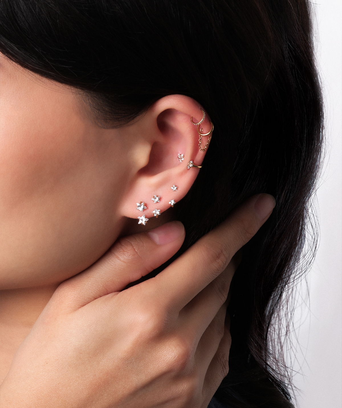 Titanium Stars Horseshoe Ring - Titanium - Upper Lobe, Helix, Forward Helix - Oumo Jewelry