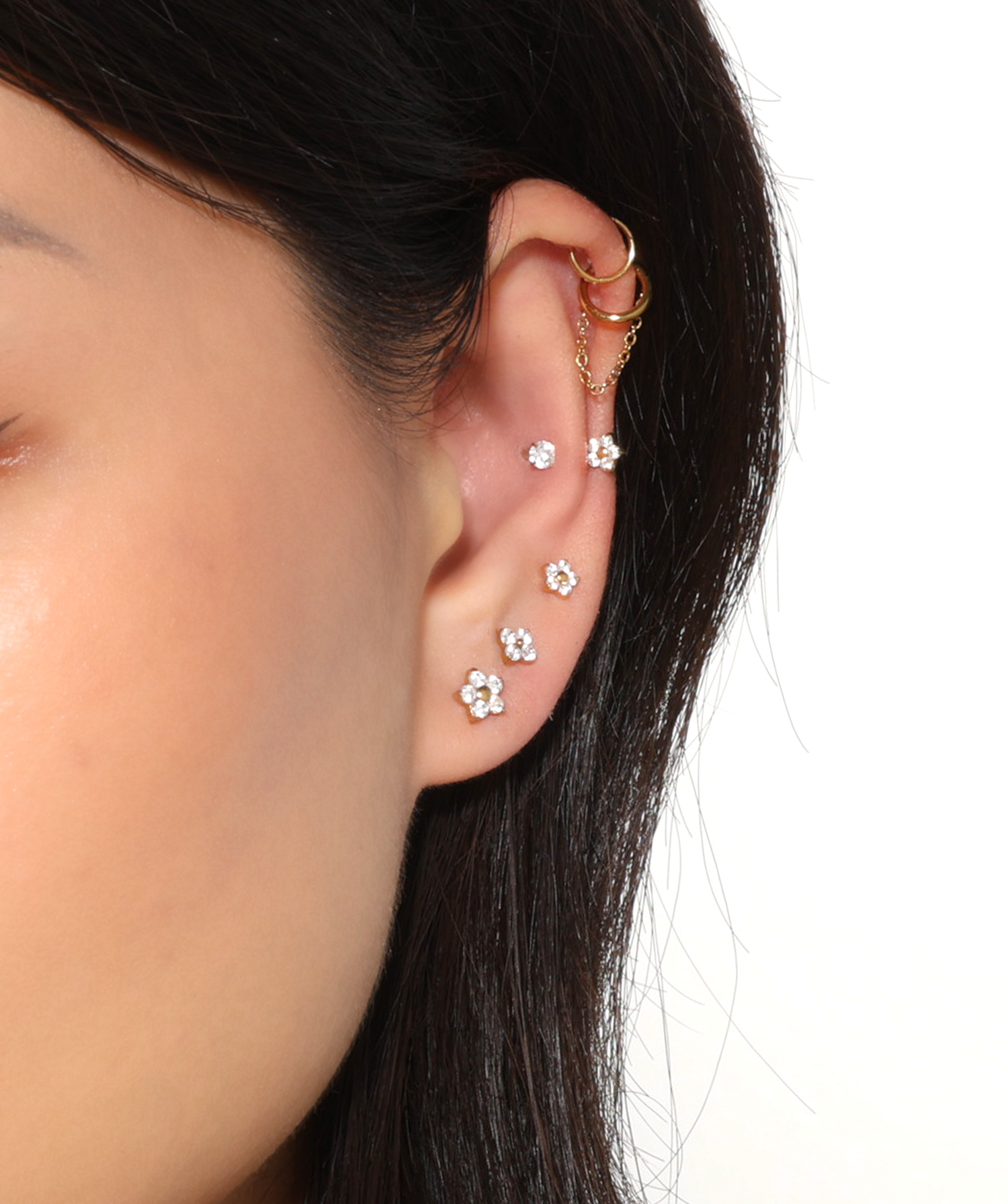 Titanium Flower Flatback Stud - OumoJewelry