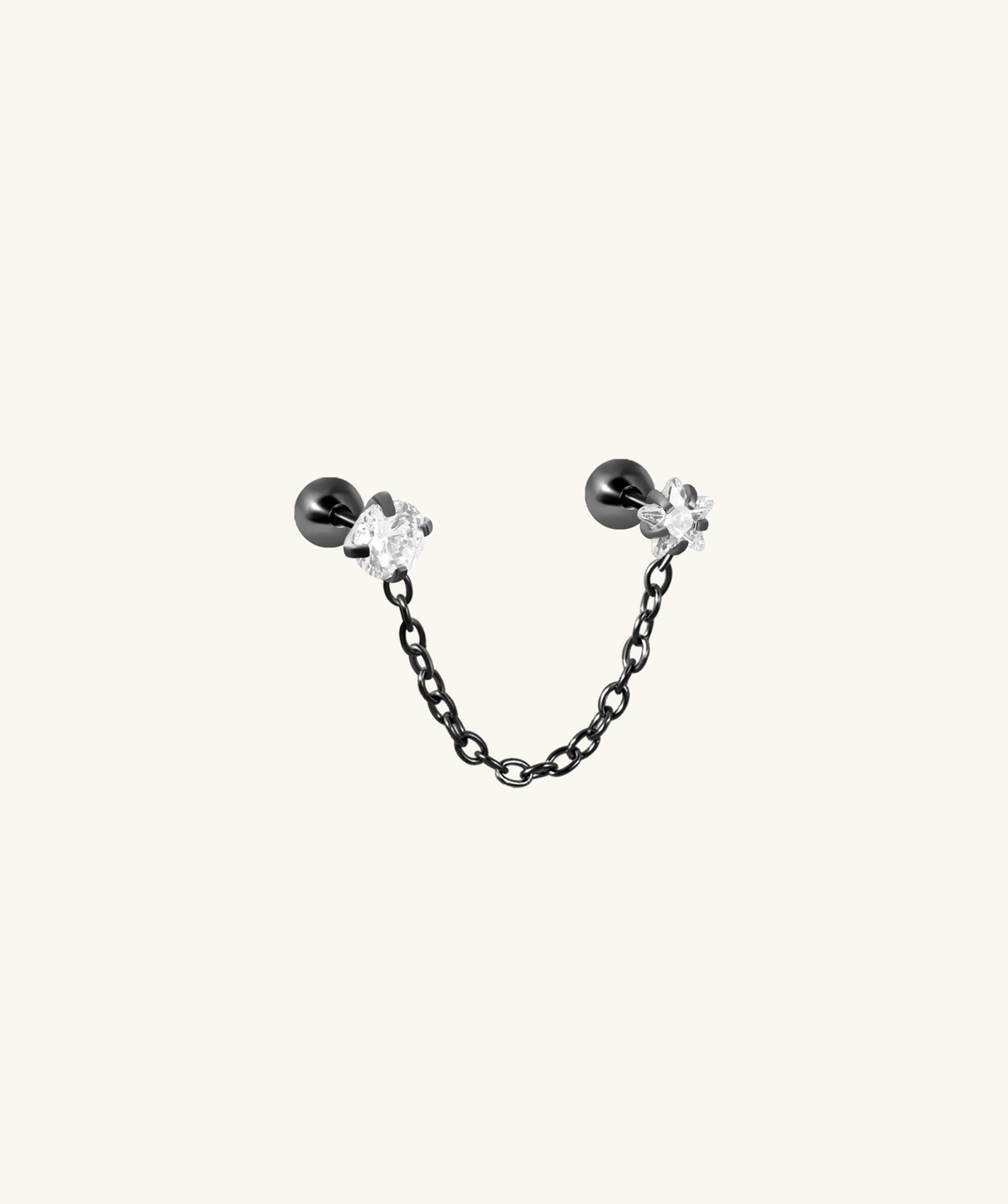 Sparkling Star Chain Earring - Stainless Steel - Lobe, Upper Lobe - Oumo Jewelry