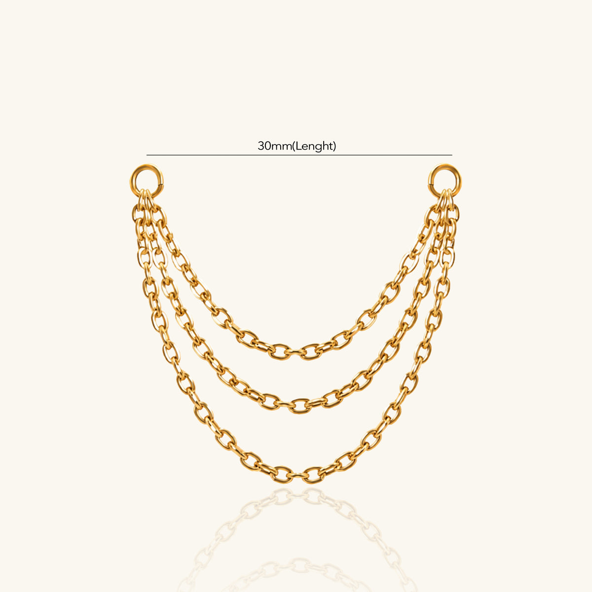 Titanium Three Chains Charm Drop - Titanium - Oumo Jewelry