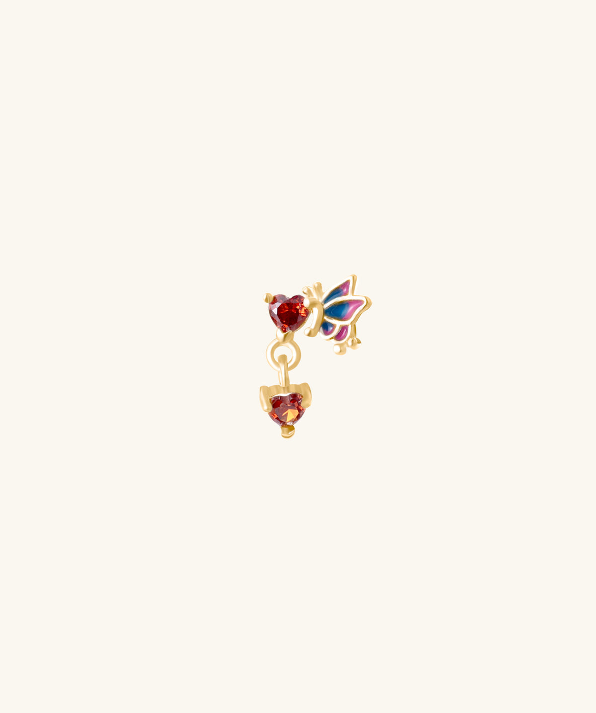 Enamel Butterfly Love Flatback Drop - Stainless Steel - Upper Lobe, Helix, Flat - Oumo Jewelry