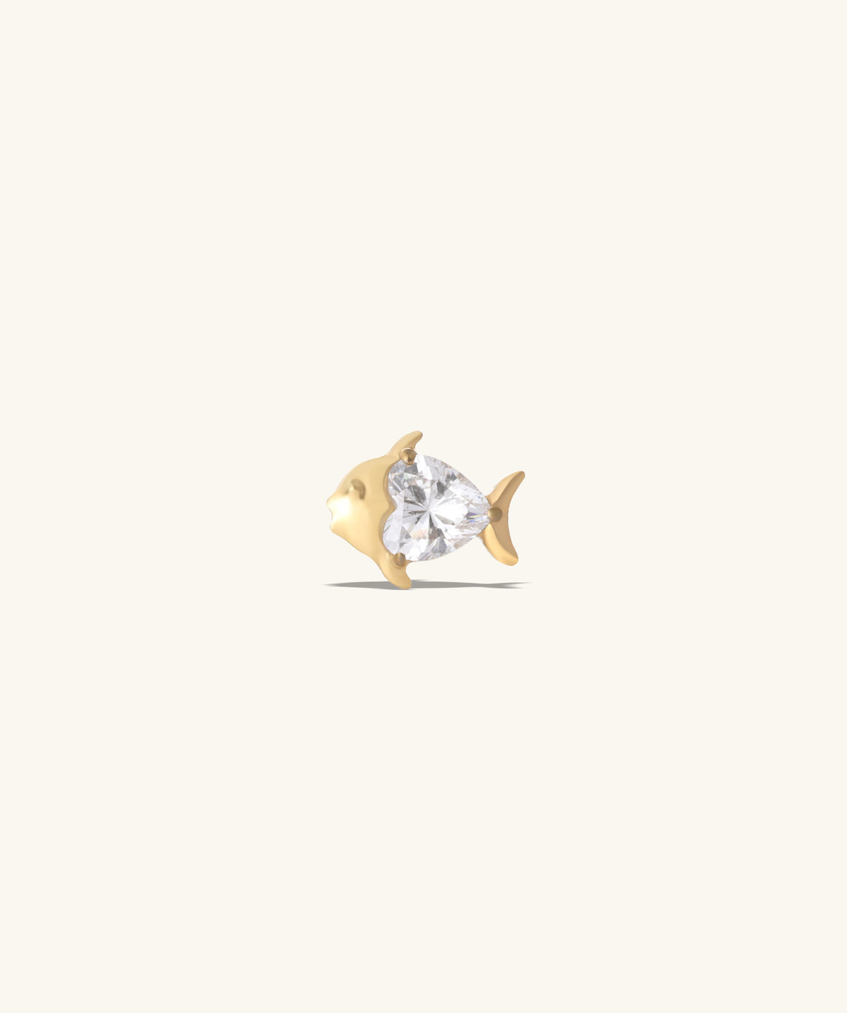 Titanium Love Fish Flatback Stud - Titanium - Helix, Upper Lobe, Conch - Oumo Jewelry