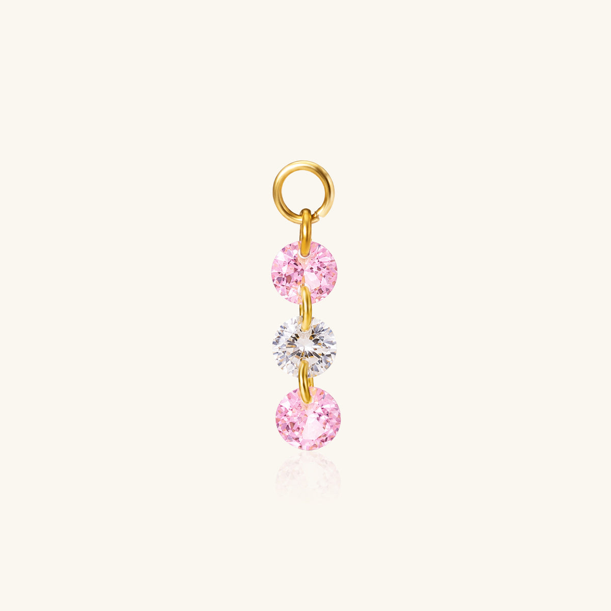 Three Round CZ Charm Drop - Stainless Steel - Oumo Jewelry