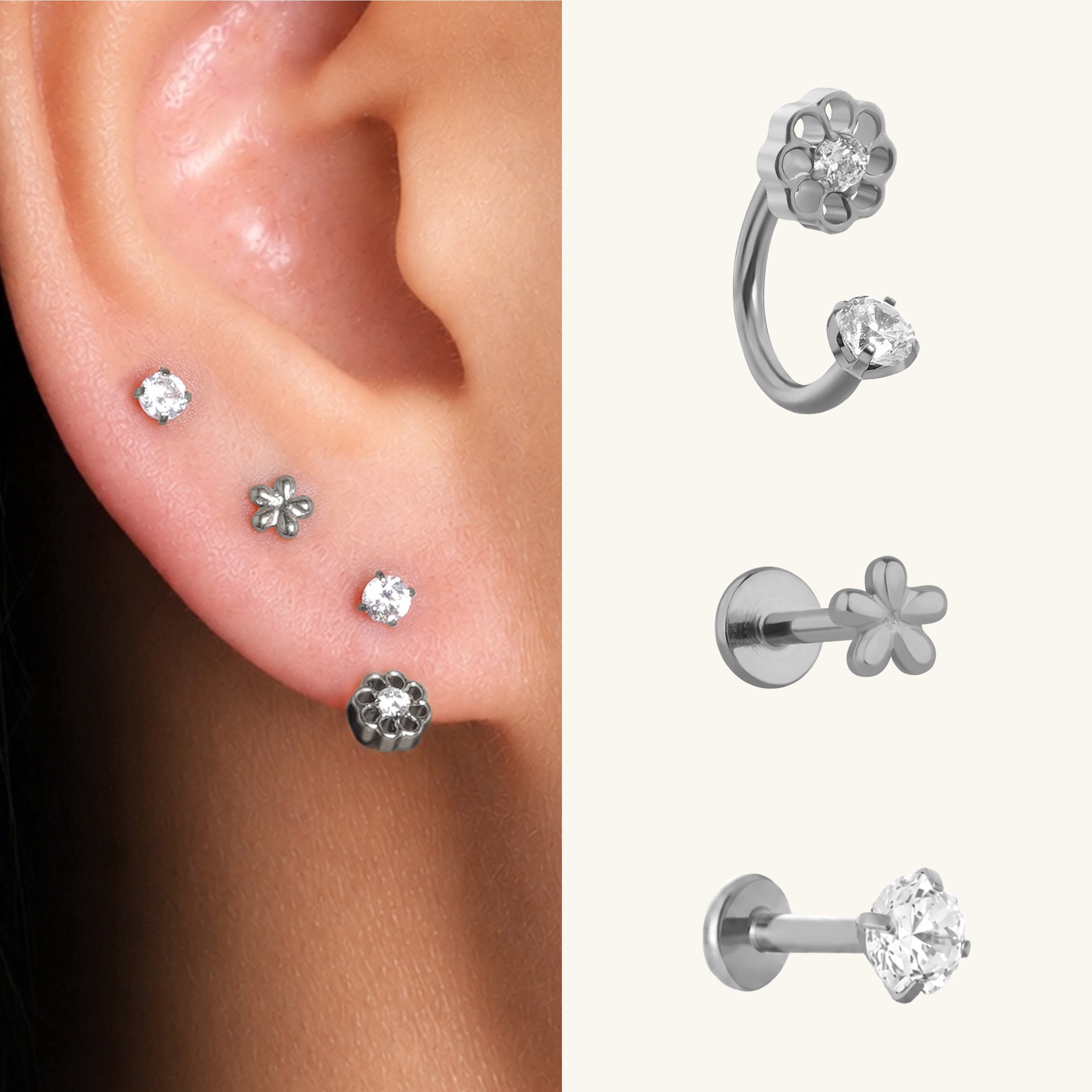 Titanium Nuria Ear Stack Set