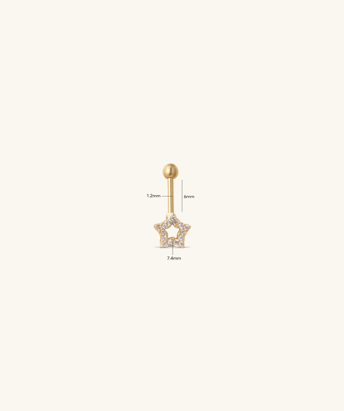Hollow Star Vertical Helix Stud - Stainless Steel - Vertical Helix - Oumo Jewelry