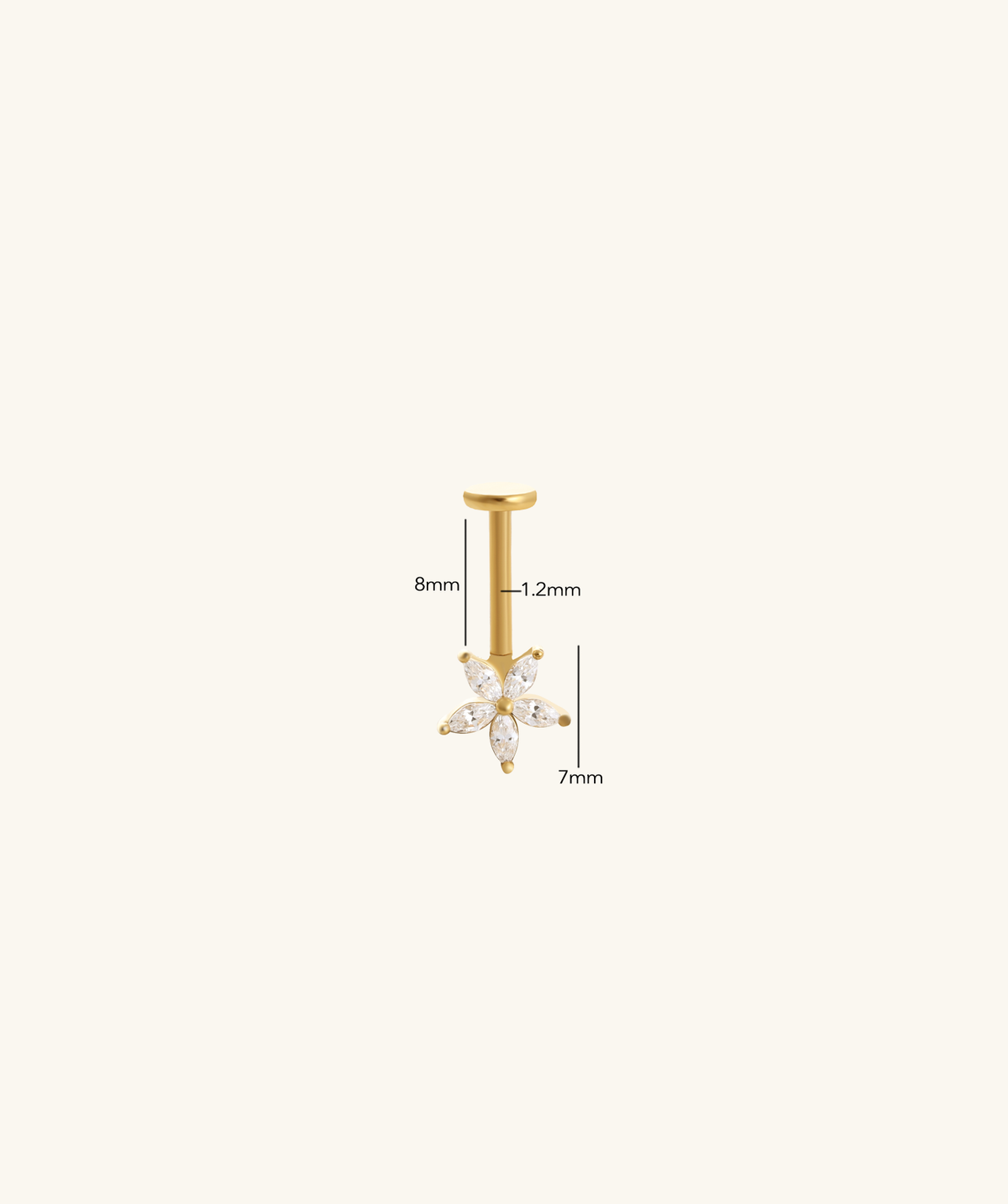 Flower Vertical Helix Stud - Stainless Steel - Vertical Helix - Oumo Jewelry