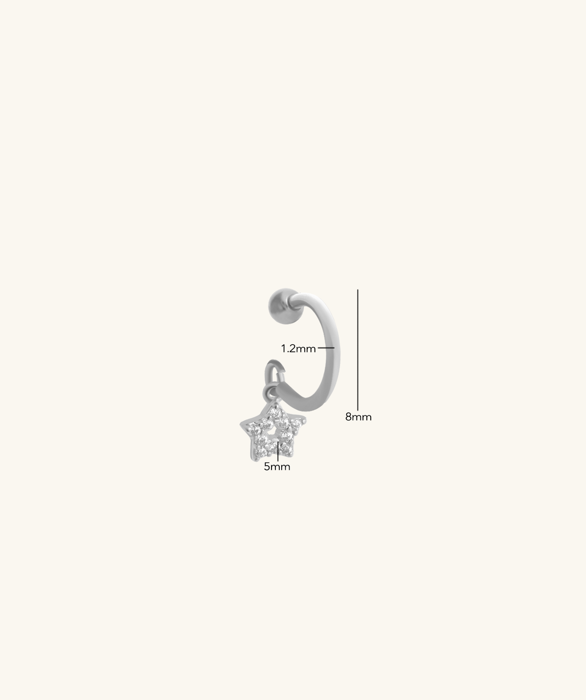 Starlet Horseshoe Ring - Stainless Steel - Upper Lobe, Helix - Oumo Jewelry