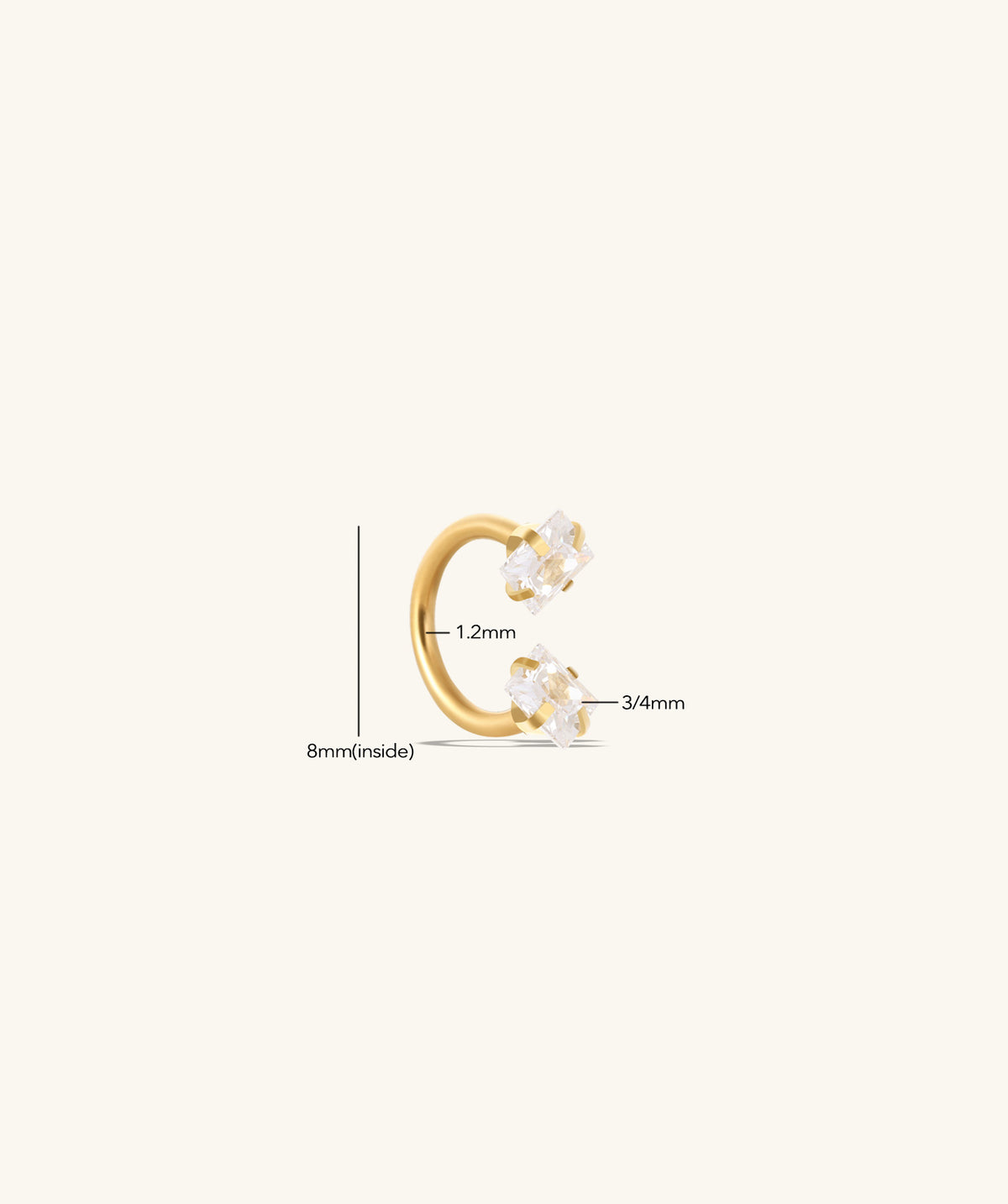 Edge Glow Horseshoe Ring - Stainless Steel - Upper Lobe, Helix, Forward Helix - Oumo Jewelry