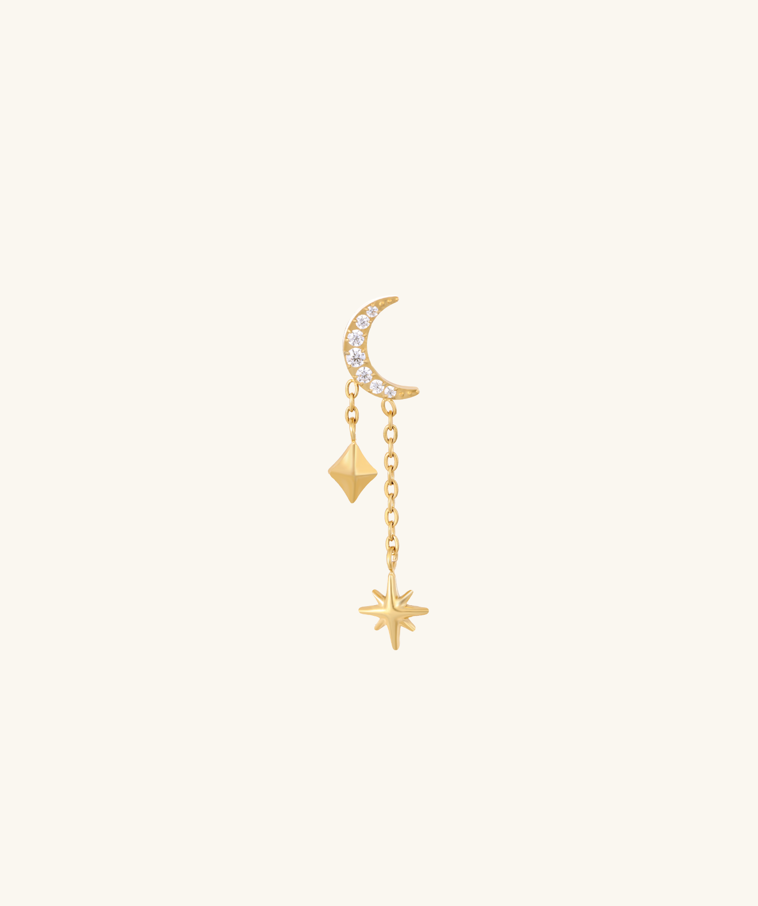 Titanium Crescent Chain Drop Stud - OumoJewelry