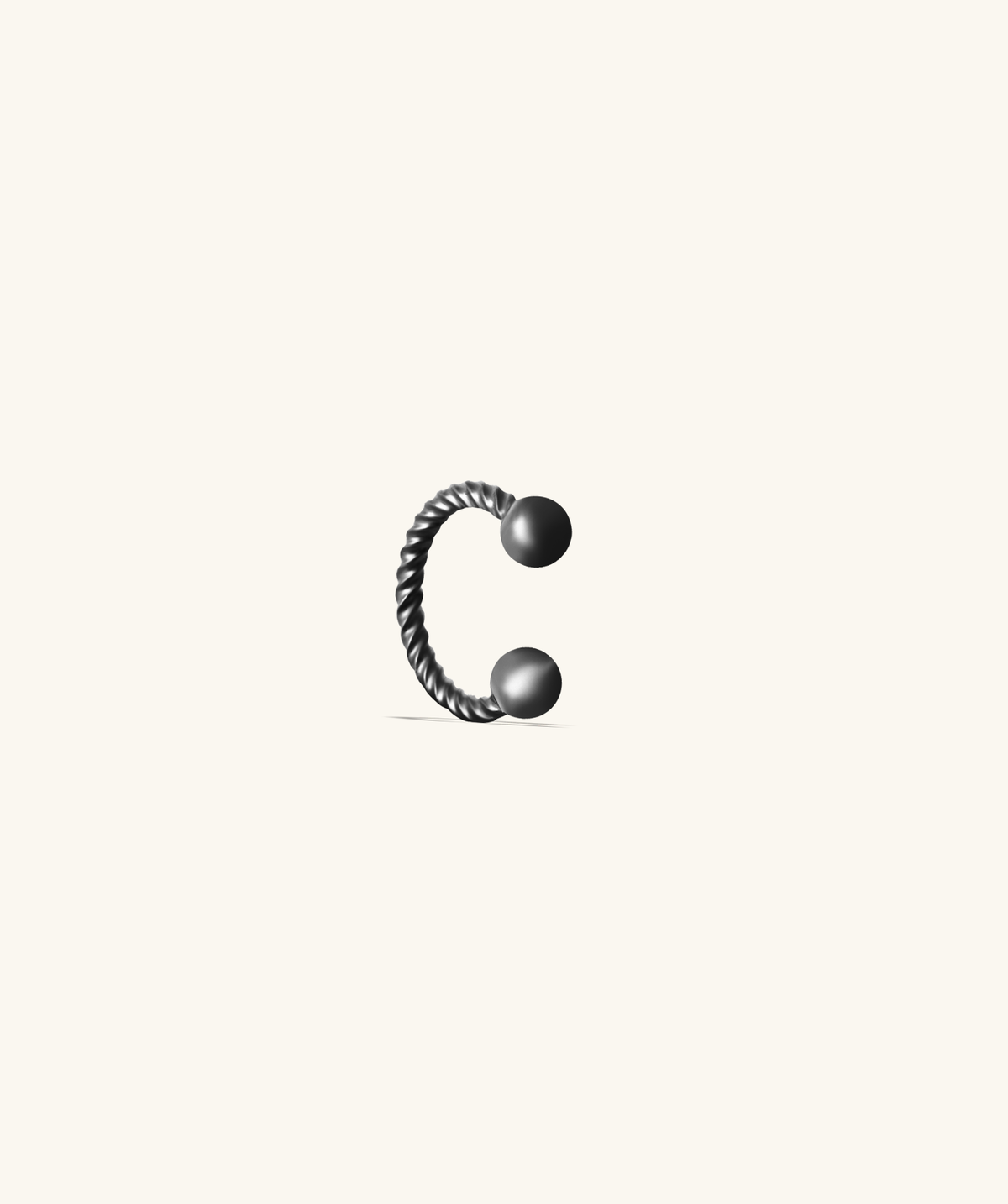 Twisted Glow Horseshoe Ring - Stainless Steel - Helix, Forward Helix, Upper Lobe - Oumo Jewelry