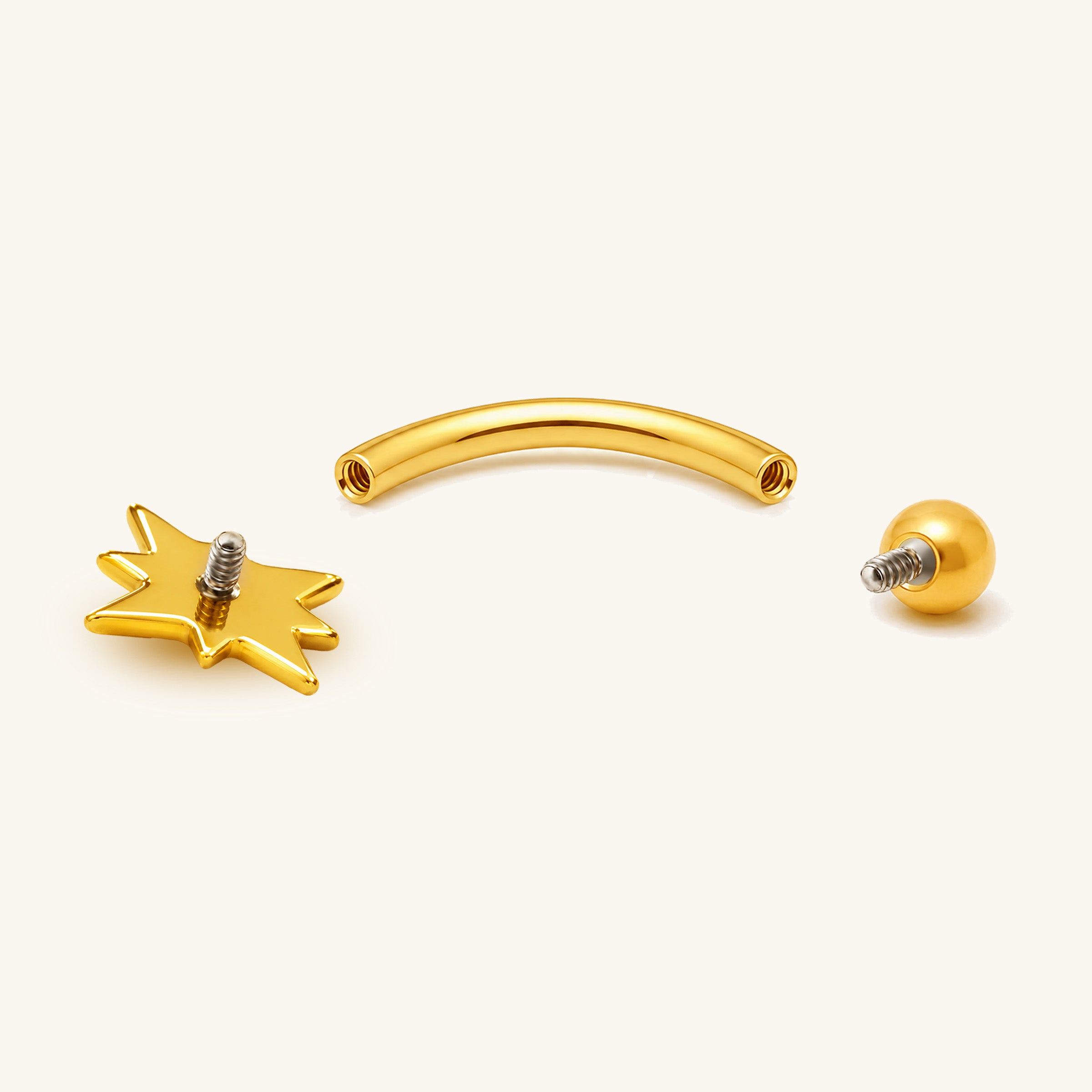 Titanium Starburst Star Curved Barbell