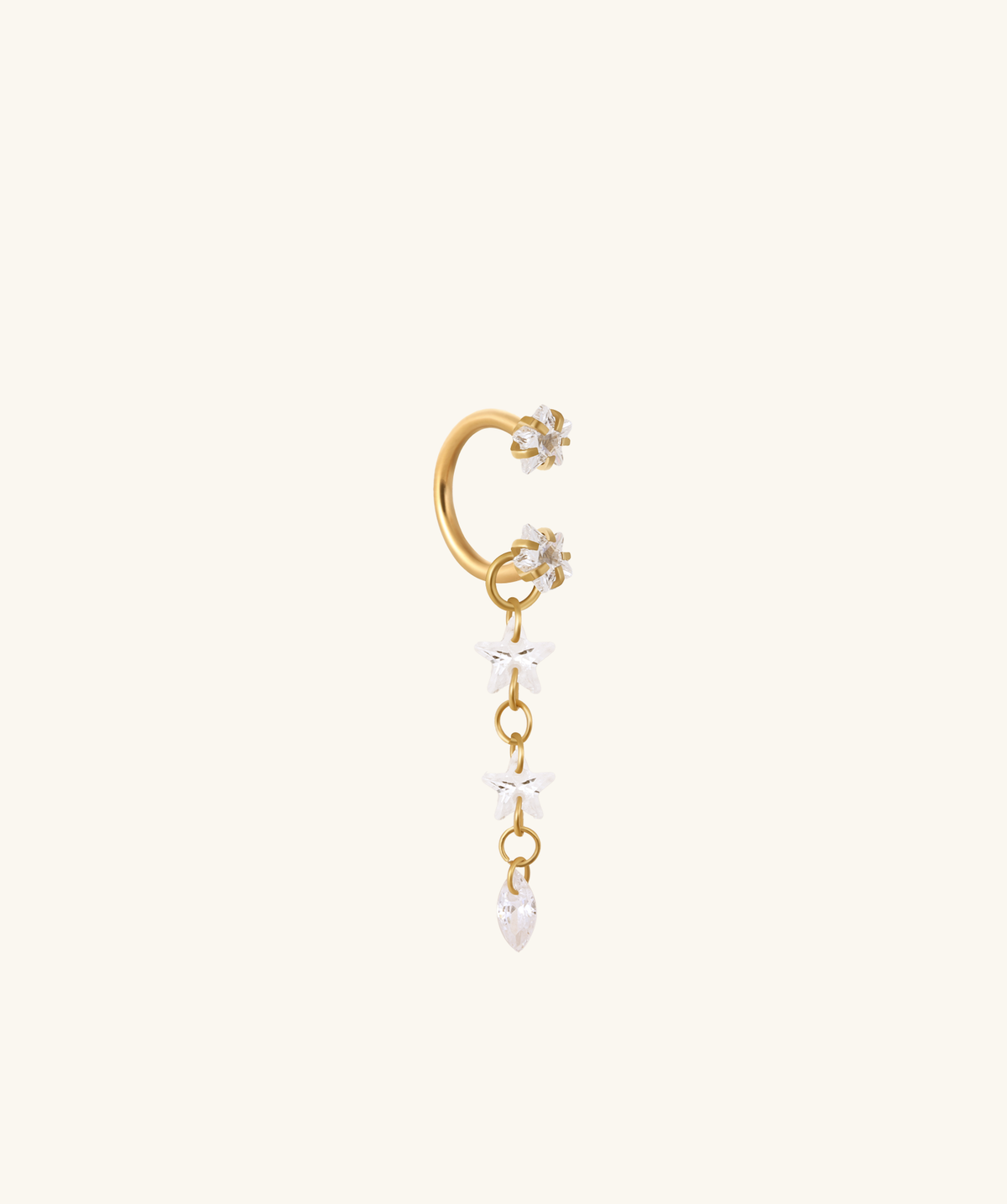 Starfall Chain Charm Horseshoe Ring - Lobe, Upper Lobe - Oumo Jewelry