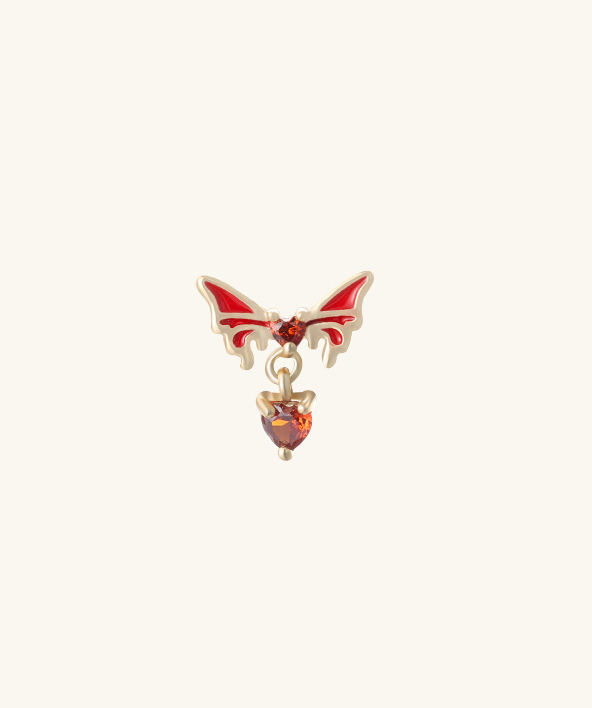 Enamel Butterfly Heart Flatback Drop - Stainless Steel - Upper Lobe, Helix, Flat - Oumo Jewelry