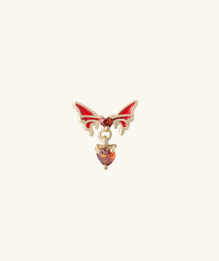 Enamel Butterfly Heart Flatback Drop - OumoJewelry
