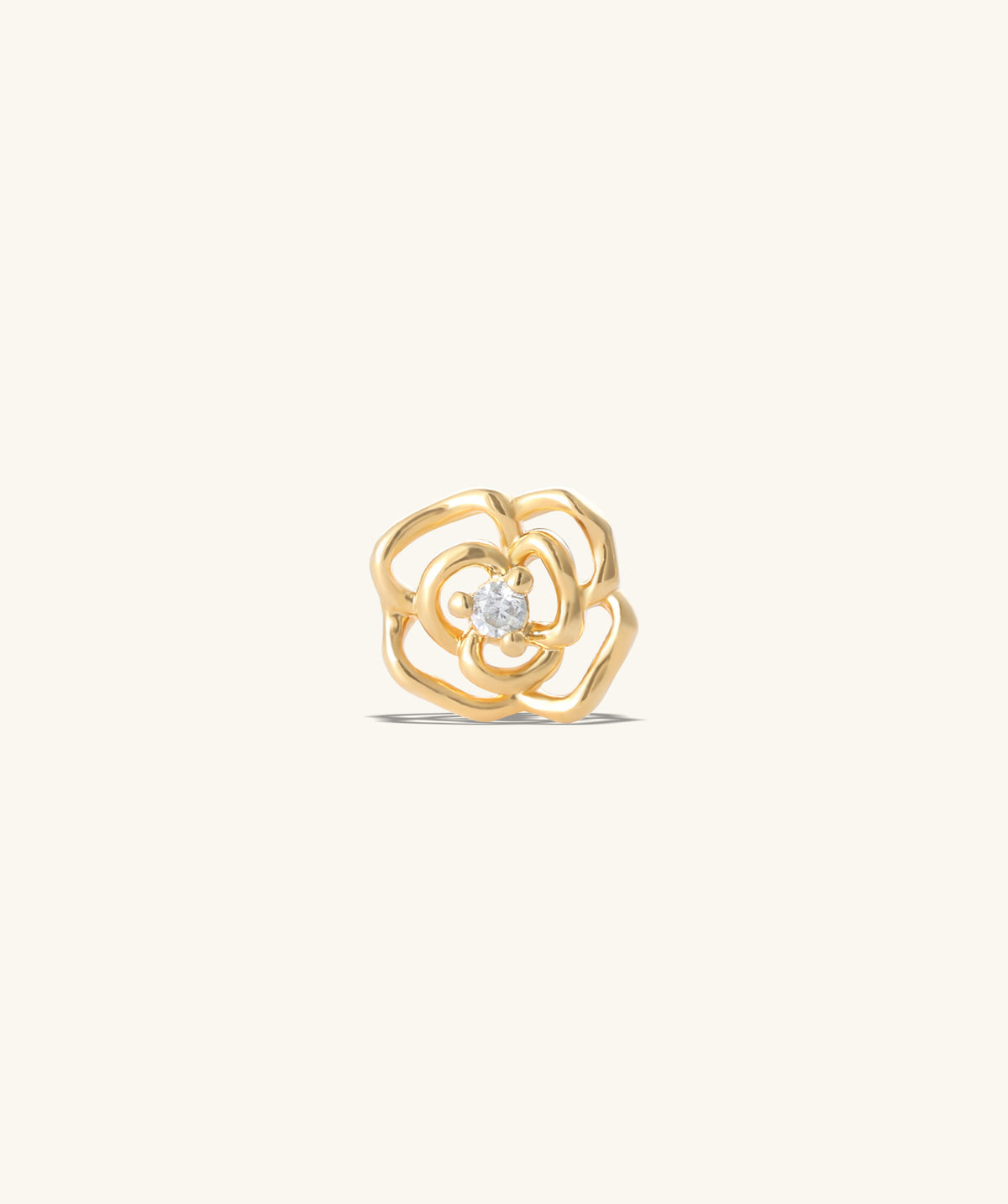 Hollow Rose Flower Stud - Stainless Steel - Upper Lobe, Helix - Oumo Jewelry